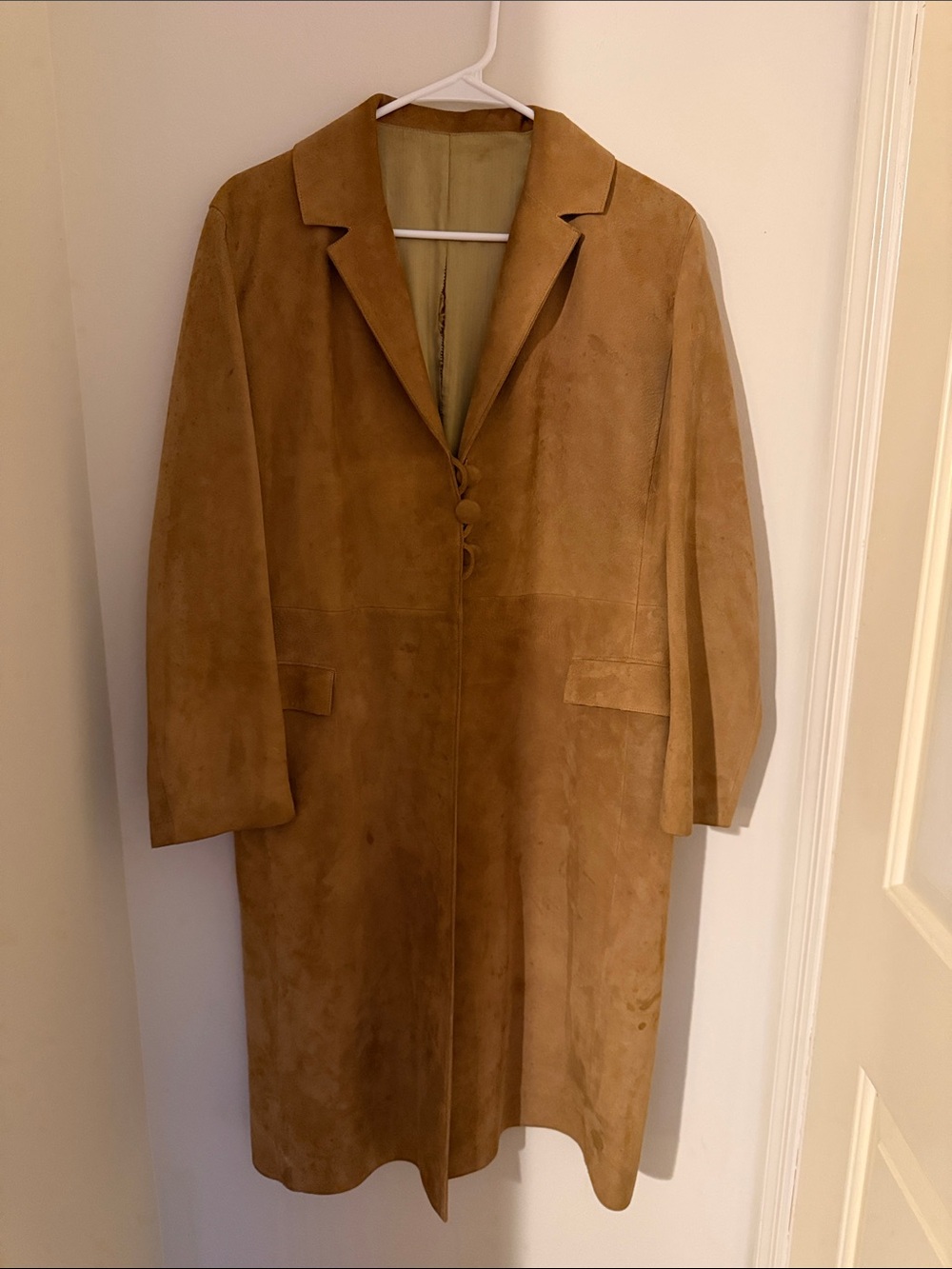 Womens vintage Tan Suede Long Coat